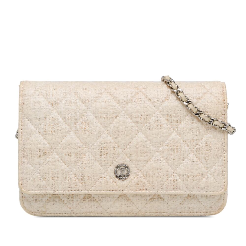 Chanel Cc Coated Tweed Wallet On Chain